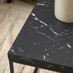 Rackhams Barossa Coffee Table with Black Marble Effect Top & Black Steel Base 110x55x45cm - 1 - Black - Black - thumbnail 4