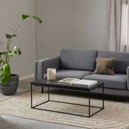 Rackhams Barossa Coffee Table with Black Marble Effect Top & Black Steel Base 110x55x45cm - 1 - Black - Black