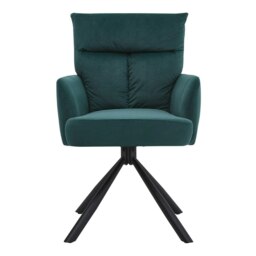 Rackhams Modern Swivel Chair with Upholstered and Black Legs - Black - thumbnail 5