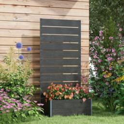 Rackhams 34 x 69.5cm Garden Planter Box, with Back Trellis, Black - thumbnail 2