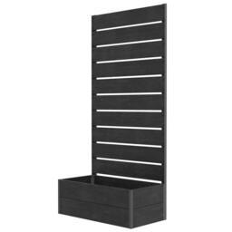 Rackhams 34 x 69.5cm Garden Planter Box, with Back Trellis, Black - thumbnail 1