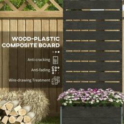 Rackhams 34 x 69.5cm Garden Planter Box, with Back Trellis, Black - thumbnail 5