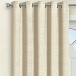 Rackhams Chevron Eyelet Thermal Door Curtain - 117cm x 213cm - Ochre - thumbnail 5