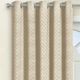Rackhams Chevron Eyelet Thermal Door Curtain - 117cm x 213cm - Ochre - thumbnail 4