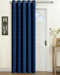 Rackhams Chevron Eyelet Thermal Door Curtain - 117cm x 213cm - Ochre - thumbnail 2