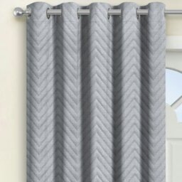 Rackhams Chevron Eyelet Thermal Door Curtain - 117cm x 213cm - Ochre - thumbnail 6