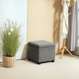 Rackhams 40 cm Ottoman Storage Box with Removable Lid, Foot Rest - Grey - 40W x 40D x 40H cm