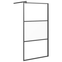 Rackhams Walk-in Shower Wall 100x195 cm Half Frosted ESG Glass Black - thumbnail 2