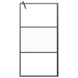 Rackhams Walk-in Shower Wall 100x195 cm Half Frosted ESG Glass Black - thumbnail 3