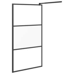 Rackhams Walk-in Shower Wall 100x195 cm Half Frosted ESG Glass Black - thumbnail 4