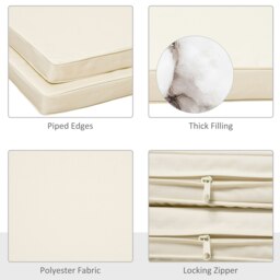 Rackhams 45 x 45cm Replacement Garden Seat Cushion Pad with Ties, Cream White - thumbnail 5