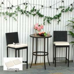 Rackhams 45 x 45cm Replacement Garden Seat Cushion Pad with Ties, Cream White - thumbnail 1