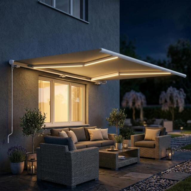 Rackhams 4x3m Full Cassette Electric Retractable Awning for Patio Door Window - image 1