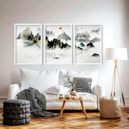 Rackhams Japanese room decor - set of 3 wall art prints - 20 x 30 in / 50 x 76 cm - Polyester Canvas 260 gsm - Canvas wrapped - thumbnail 2