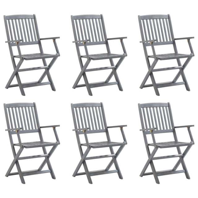 Rackhams Folding Outdoor Chairs 6 pcs Solid Acacia Wood