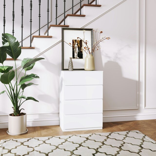 Rackhams Bedroom Chest of Drawers, 4 Drawers Dresser, Drawer Unit, Black - White - 4 - image 1