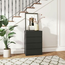Rackhams Bedroom Chest of Drawers, 4 Drawers Dresser, Drawer Unit, Black - White - 4 - thumbnail 2