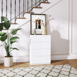 Rackhams Bedroom Chest of Drawers, 4 Drawers Dresser, Drawer Unit, Black - White - 4 - thumbnail 1
