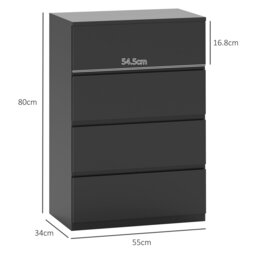 Rackhams Bedroom Chest of Drawers, 4 Drawers Dresser, Drawer Unit, Black - White - 4 - thumbnail 4