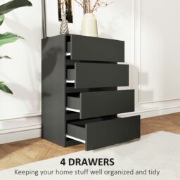 Rackhams Bedroom Chest of Drawers, 4 Drawers Dresser, Drawer Unit, Black - White - 4 - thumbnail 5