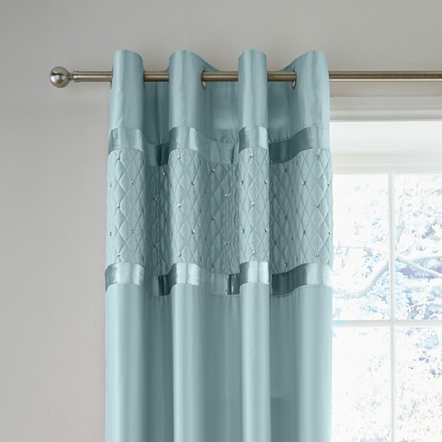 Rackhams Sequin Cluster Lined Eyelet Curtains - 66x90 Inch - Duck Egg Blue - image 1