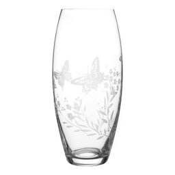 Rackhams Butterfly Barrel Vase - 30cm - Made From Premium Lead Free Crystal Glass