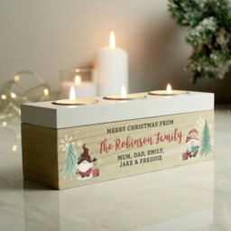 Rackhams Personalised Christmas Gonk Triple Tea Light Box - thumbnail 1