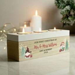 Rackhams Personalised Christmas Gonk Triple Tea Light Box - thumbnail 4