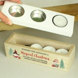 Rackhams Personalised Christmas Gonk Triple Tea Light Box - thumbnail 2