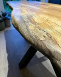 Rackhams Waney Edge \ Live Edge Elm Dining Table 4-8 Seater - Spalted Wych Elm - 1 - Natural - thumbnail 6