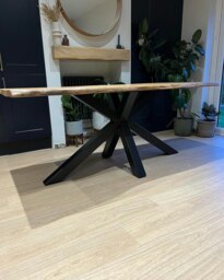 Rackhams Waney Edge \ Live Edge Elm Dining Table 4-8 Seater - Spalted Wych Elm - 1 - Natural - thumbnail 2