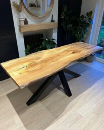 Rackhams Waney Edge \ Live Edge Elm Dining Table 4-8 Seater - Spalted Wych Elm - 1 - Natural