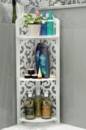 Rackhams 3 Tiers Corner Storage Rack Cabinet Shelf Storage for Bedroom Bathroom - White
