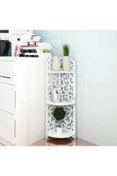 Rackhams 3 Tiers Corner Storage Rack Cabinet Shelf Storage for Bedroom Bathroom - White - thumbnail 2