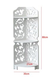 Rackhams 3 Tiers Corner Storage Rack Cabinet Shelf Storage for Bedroom Bathroom - White - thumbnail 3