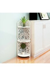 Rackhams 3 Tiers Corner Storage Rack Cabinet Shelf Storage for Bedroom Bathroom - White - thumbnail 5