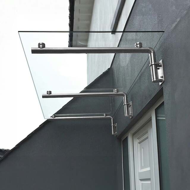 Rackhams Glass Door Canopy & Brackets - 180cm W x 80cm D - image 1