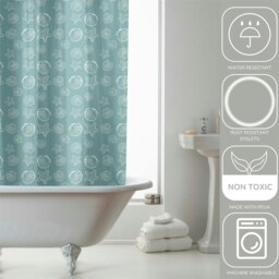 Rackhams Seashells Blue Shower Curtain - Blue - thumbnail 4