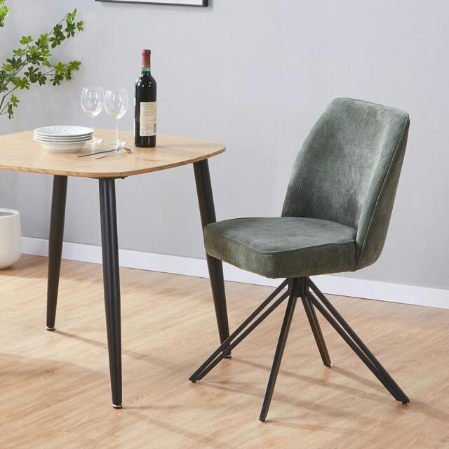 Rackhams Pair of Aspen Luxury Upholstered Swivel Dining Chairs - Green - image 1