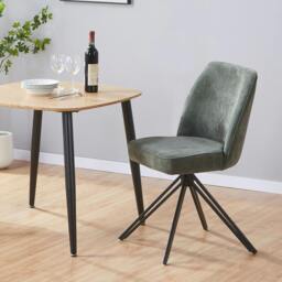Rackhams Pair of Aspen Luxury Upholstered Swivel Dining Chairs - Green