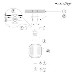 Rackhams Riva Antique Brass Semi-Flush Ceiling Light - thumbnail 5