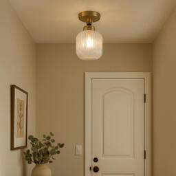 Rackhams Riva Antique Brass Semi-Flush Ceiling Light