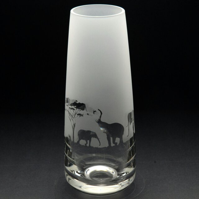 Rackhams Elephant Glass Bud Vase - Hand Etched/Engraved Gift - image 1
