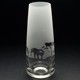 Rackhams Elephant Glass Bud Vase - Hand Etched/Engraved Gift - thumbnail 2