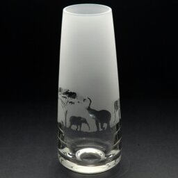 Rackhams Elephant Glass Bud Vase - Hand Etched/Engraved Gift - thumbnail 1