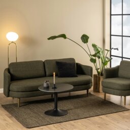 Rackhams Malta Ceramic Round Coffee Table in Matt black 60x45cm - 1 - Black - Black - thumbnail 2