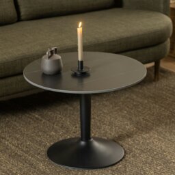 Rackhams Malta Ceramic Round Coffee Table in Matt black 60x45cm - 1 - Black - Black - thumbnail 3