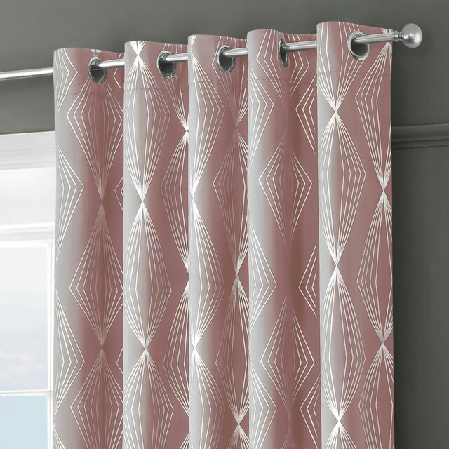 Rackhams Onyx Thermal Blackout Ready Made Eyelet Curtains - 117cm x 137cm - Blush - image 1