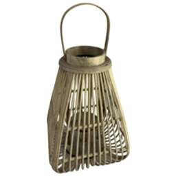 Rackhams Peardrop Wicker Candle Lantern - Brown - Brown - 40cm x 29cm x 29cm - 100% Mixed