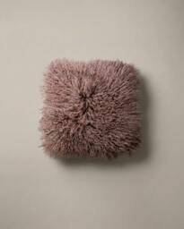 Rackhams Medium Mongolian Sheepskin Cushion - 40cm - Mocha - With Filler - thumbnail 1